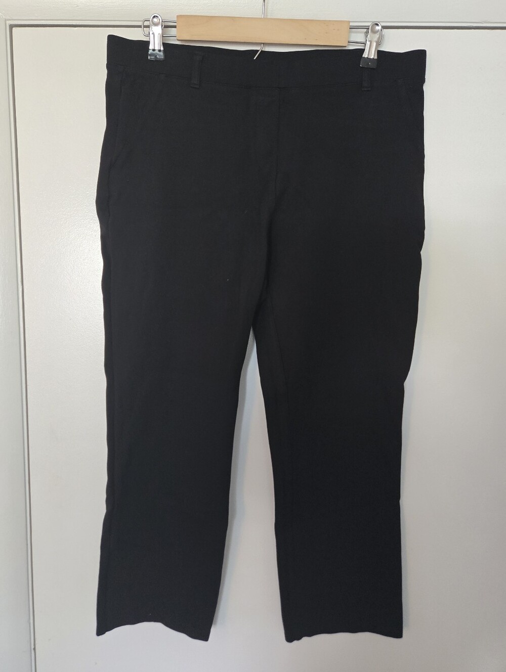 Quince Ponte Black Straight Leg Stretch Pants Size L Petite